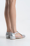 Women's Special Design Front Stripe Detailed Ankle Strap Sun Ballerina Shoes - 6