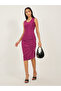 Striped Ruched Sleeveless Sheath Midi Dress - 2
