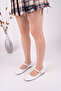 Genuine Leather White Women's Leather Ballerinas Dp58-4058 - 3