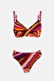 4627 Orange Patterned Purple Gathering Bikini Set - 4