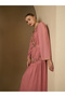 Embroidered Pleated V-Neck Kaftan with Belt - 6