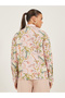 Floral Print Lace Trim Spread Collar Shirt - 5