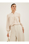 Textured Band Collar Shirt with Smocked Cuffs - 3