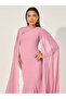 Plain Long Sleeves Cape Maxi Dress - 3