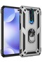 Case for Poco X2 with Ring Magnetic Vega Cover Silver + Glass Screen Protector