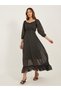 Floral Print Sweetheart Neck Balloon Sleeves Tiered Maxi Dress