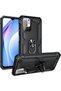 Case for Poco M3 Pro Case with Ring Magnetic Vega Cover Black + Glass Screen Protector