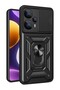 Case for Poco F5 with Ring Magnetic Vega Cover Black + Full Covering Screen Protector