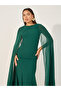 Plain Long Sleeves Cape Maxi Dress - 3