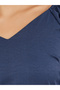 Plain Cuffed Sleeves V Neck Cropped Top - 3