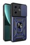 Case for Infinix Smart 8 with Ring Magnetic Vega Cover Navy Blue + Full Covering Screen Protector