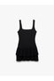 Crepe Scuba Fabric Square Neck Sleeveless Pleated Mini Dress - 3
