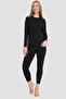 Women's Thermal Underwear Set Black Bottom Top Warm-Keeping