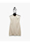 Mini Tie-Up Neck Rose Detail Bodycon Sequined Dress - 4