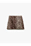 A-Line Bow Detailed Leopard Patterned Mini Skirt - 4
