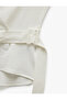 Accessory Detailed Aerobin Fabric Draped Collar Tank Top - 6