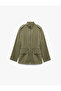 Viscose Long Sleeve Pocket Zippered Stand Collar Short Trench Coat - 3