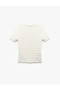 Bürümcük Fabric Textured Lightweight Stand Collar Short Sleeve T-Shirt - 3