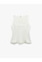 Crepe Scuba Fabric Square Neck Sleeveless Peplum Blouse - 3