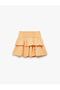 Elastic Waist Linen Blended Viscose Skirt with Fold Detail