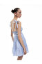 Folded Lace-Up Straps Gingham Mini Dress - 3
