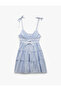 Folded Lace-Up Straps Gingham Mini Dress - 4