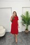 Women's Short Sleeve Slit Detailed Loose Viscose Dress - 3