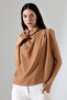 Women's Degaje Collar Flowing Blouse with Padded Shoulders - 6