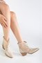 Women's Metallic Beige Summer Western Cowboy Boots with Transparent Detail