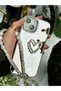 iPhone 13 - 14 - 15 Compatible Heart Model Silicone Case with Mirror Charm - 6