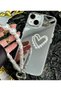 iPhone 13 - 14 - 15 Compatible Heart Model Silicone Case with Mirror Charm - 3