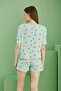 Green Heart Printed Ribbed Camisole Knitted Shorts Set - 3
