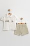 Süzene Embroidered Muslin Shorts Baby Girl Set 100% Cotton (9-12-18 Months) - 2