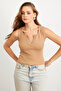 Women's Camel Placket Camisole Blouse Mk02
