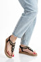 Straw Flip Flops Hand Knitted Stone Buckle Barley Patterned Black Stylish Women's Sandals - 3