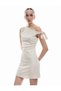 One Shoulder Bow Detail Draped Sleeveless Mini Dress