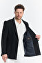 Leons Men's Dark Navy Double Breasted Bag Pocket Full Lined Slim Fit Lycra Sports Blazer Jacket - 3