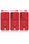Samsung Galaxy S24 Plus Case Zuma Silicone with Business Card and Ring - Red Gnzrz - 4