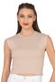 Özkan 27414 Women's Cotton Ribbed Camisole Low Sleeve Crew Neck Crop T-Shirt Blouse