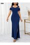 New Season Women's Strappy Off-The-Shoulder Slit Crepe Long Dress - 4