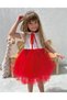 Girl's Ribbon Tulle Skirt Short Sleeve Dress