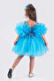 Girl's Evening Dress with Pompom Sleeves and Sequined Tutu - 3