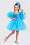 Girl's Evening Dress with Pompom Sleeves and Sequined Tutu
