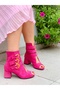 Ellas Fuchia Suede Buckle Summer Boots Sandals - 2
