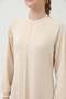 Plain Beige Dress with Sleeve Detail 12557 - 3