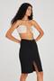 Women's Black Stonewashed Color Erica Black Od Slit Detailed Midi Length Lycra High Waist Jean Skirt - 5