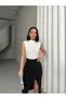 Women's 2-Piece Sleeveless Bodysuit Zero Sleeve High Neck Bodysuit 2 Pieces Fisherman White Black - 3