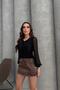 Front Lace Detail Sleeves Chiffon Blouse Black Rb2849