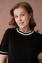 Women's Crew Neck Braided Short Sleeve Knitwear Sweater - 5