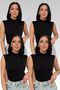 Women's Black 4-Piece Sleeveless Bodysuit Zero Sleeve High-Rise Stretchy Bodysuit